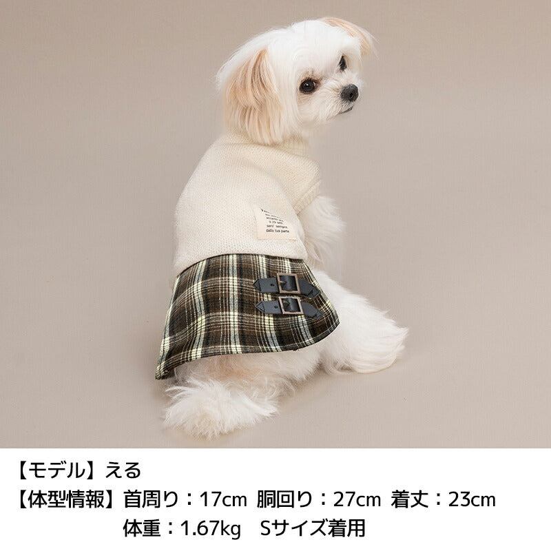 チェック柄ニットワンピ XS/S/M/L/XL/XXL TINOTITO -ティノティート- 犬服 ドッグウェア TT25AW tt251421