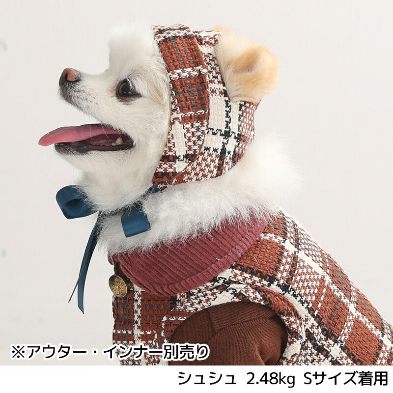 チェックツイード帽子 S/SM/M TINOTITO -ティノティート- 犬服 ドッグウェア TT25AW tt252427