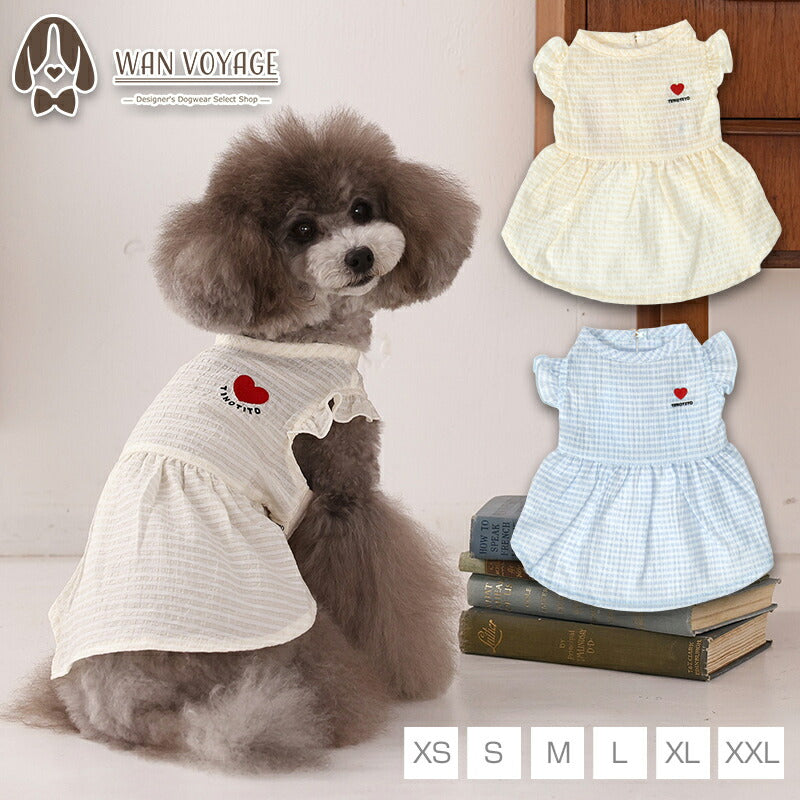 透かしフリル袖ワンピ XS/S/M/L/XL/XXL TINOTITO -ティノティート- 犬服 ドッグウェア TT26SS tt261441
