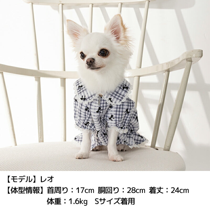 レースチェック柄ブラウス XS/S/M/L/XL/XXL/DS/DM Un TouTou -アントゥトゥ- 犬用 UT25SS ut251005