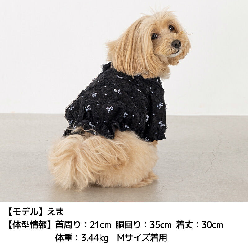 リボン柄バルーンブラウス XS/S/M/L/XL/XXL/DS/DM Un TouTou -アントゥトゥ- 犬服 ドッグウェア UT25AW ut251073