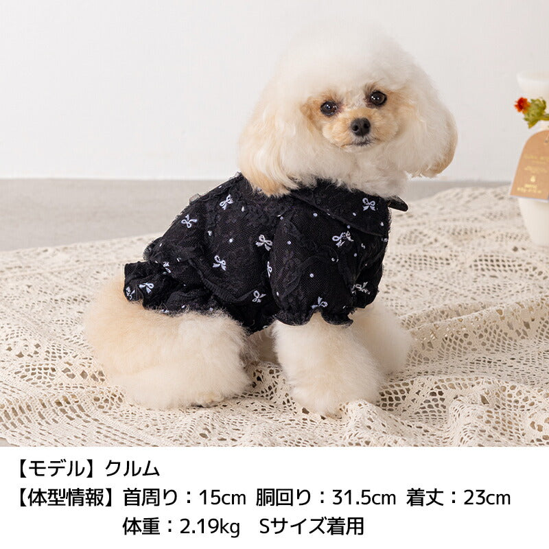 リボン柄バルーンブラウス XS/S/M/L/XL/XXL/DS/DM Un TouTou -アントゥトゥ- 犬服 ドッグウェア UT25AW ut251073
