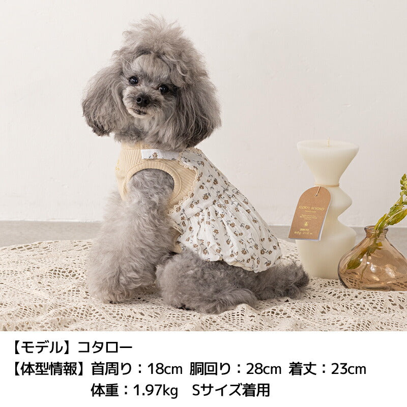 小花柄アンサンブルワンピ XS/S/M/L/XL/XXL Un TouTou -アントゥトゥ- 犬服 ドッグウェア UT25AW ut251074