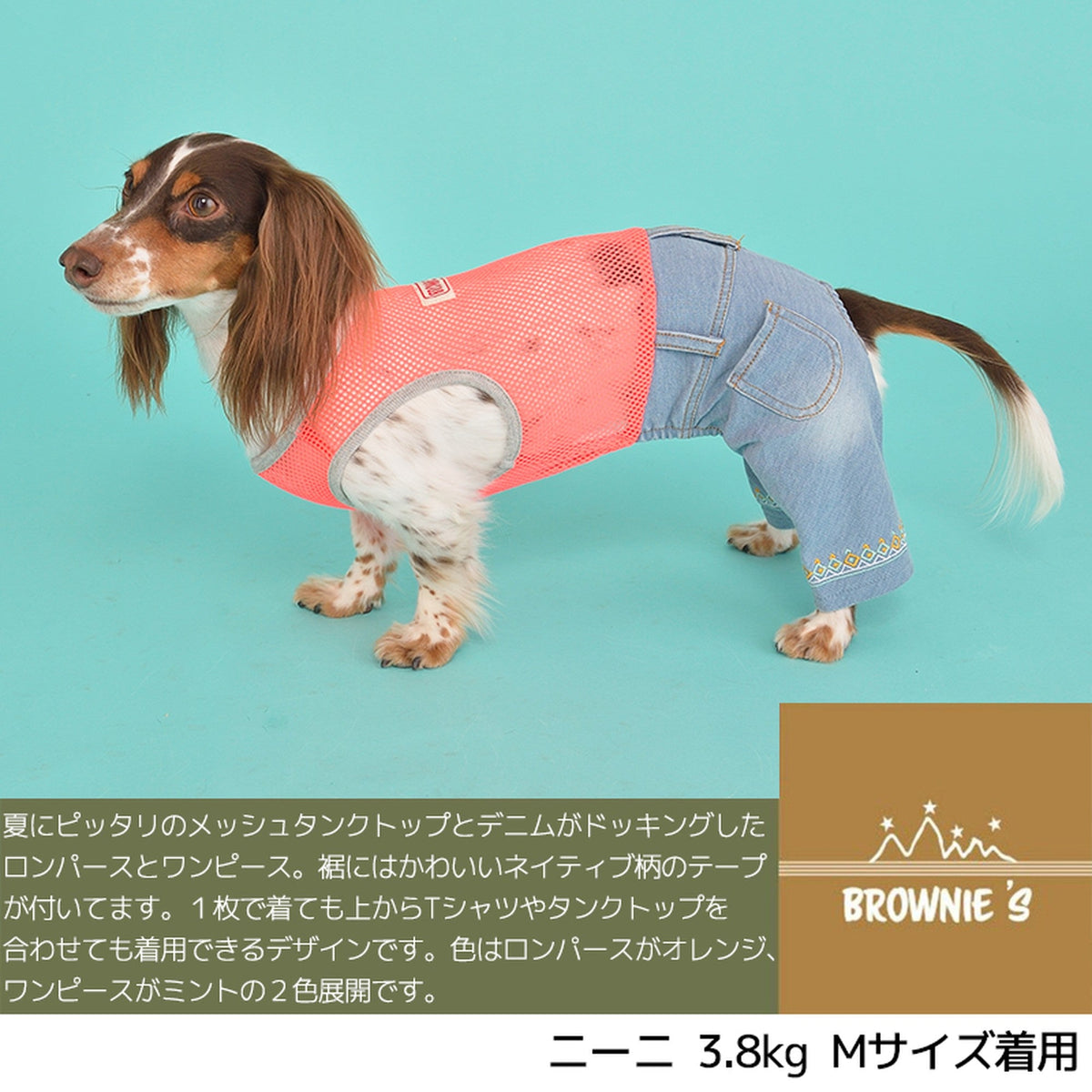 デニムネイティブロンパース・ワンピース S/M/L/2L/3L BROWNIE'S-ブラウニーズ- 犬服 ドッグウェア トイプードル チワワ ポメラニアン br153615-1 BR21SS