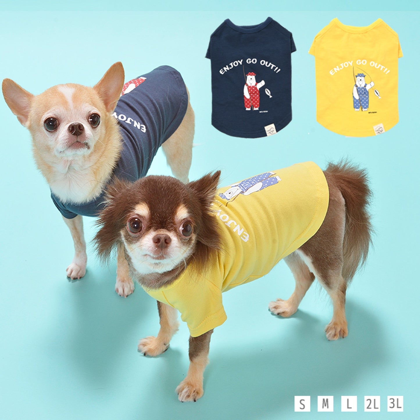 釣りするシロクマTシャツ 犬服 ドッグウェア S/M/L/XL/XXL ワンボヤージュ ブラウニーズ トイプードル チワワ ダックス br121520-1