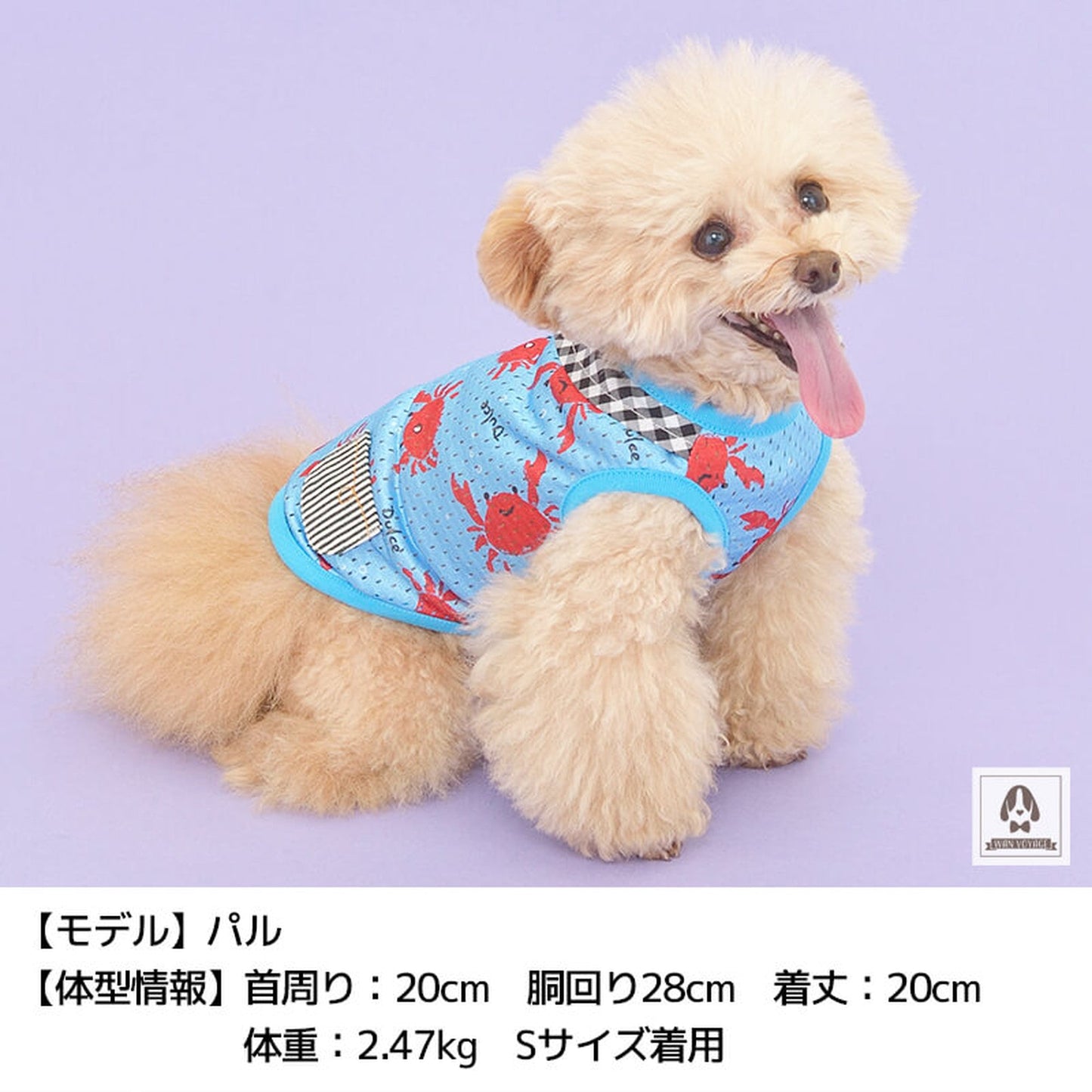 カニメッシュタンク S/M/L/XL Dulce-ドゥルチェ- 犬服 ドッグウェア トイプードル チワワ ポメラニアン DU22SS du161062-1