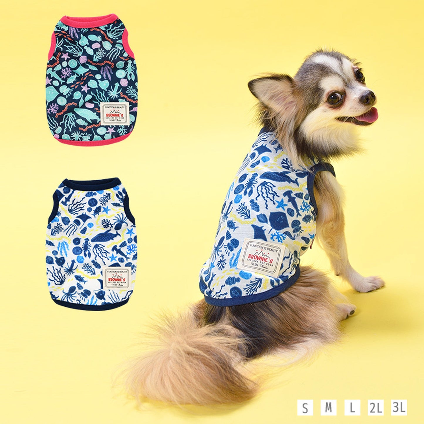 マンボウと海の仲間たちタンク 犬服 ドッグウェア S/M/L/XL/XXL ワンボヤージュ ブラウニーズ トイプードル チワワ ダックス br121522-1