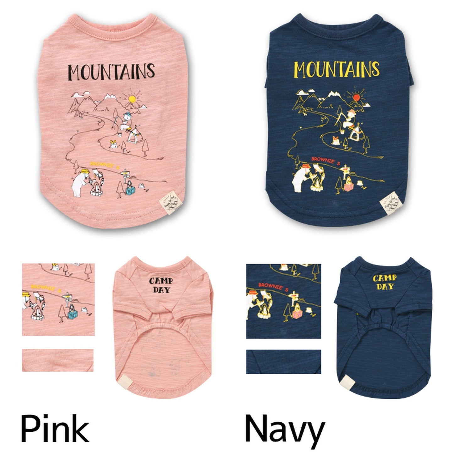 川でキャンプTシャツ S/M/L/2L/3L BROWNIE'S-ブラウニーズ- 犬服 ドッグウェア トイプードル チワワ ポメラニアン br151621-1 BR21SS