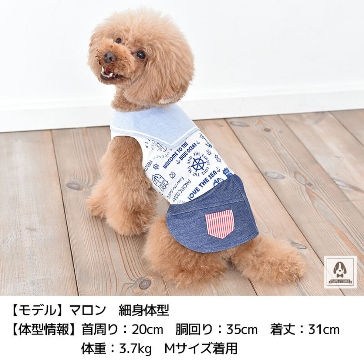 マリンセーラー衿つなぎ・ワンピ S/M/L/XL Dulce-ドゥルチェ- 犬服 ドッグウェア トイプードル チワワ ポメラニアン DU20SS du141009-1