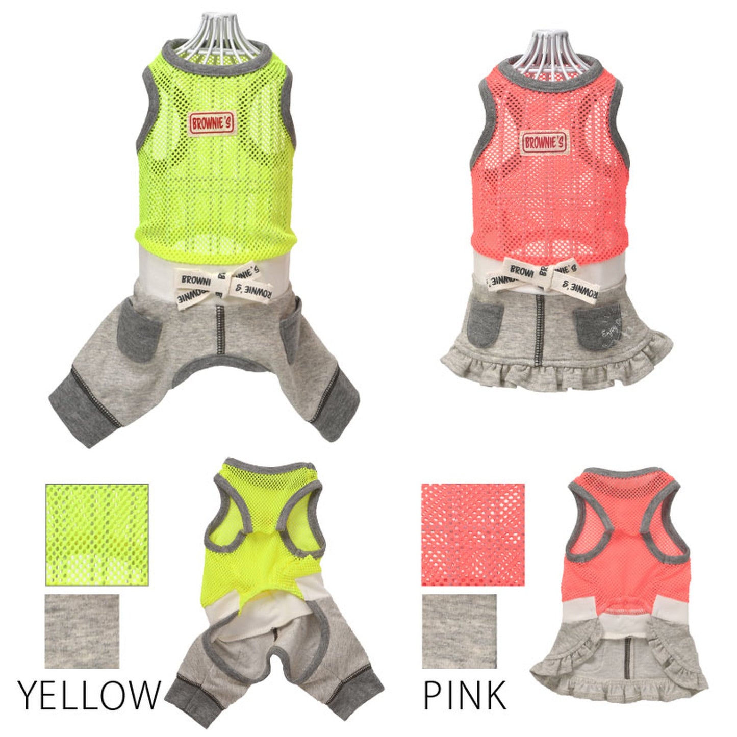 メッシュロンパース・ワンピース 犬服 ドッグウェア S/M/L/XL/XXL ワンボヤージュ ブラウニーズ トイプードル チワワ ダックス br133553-1