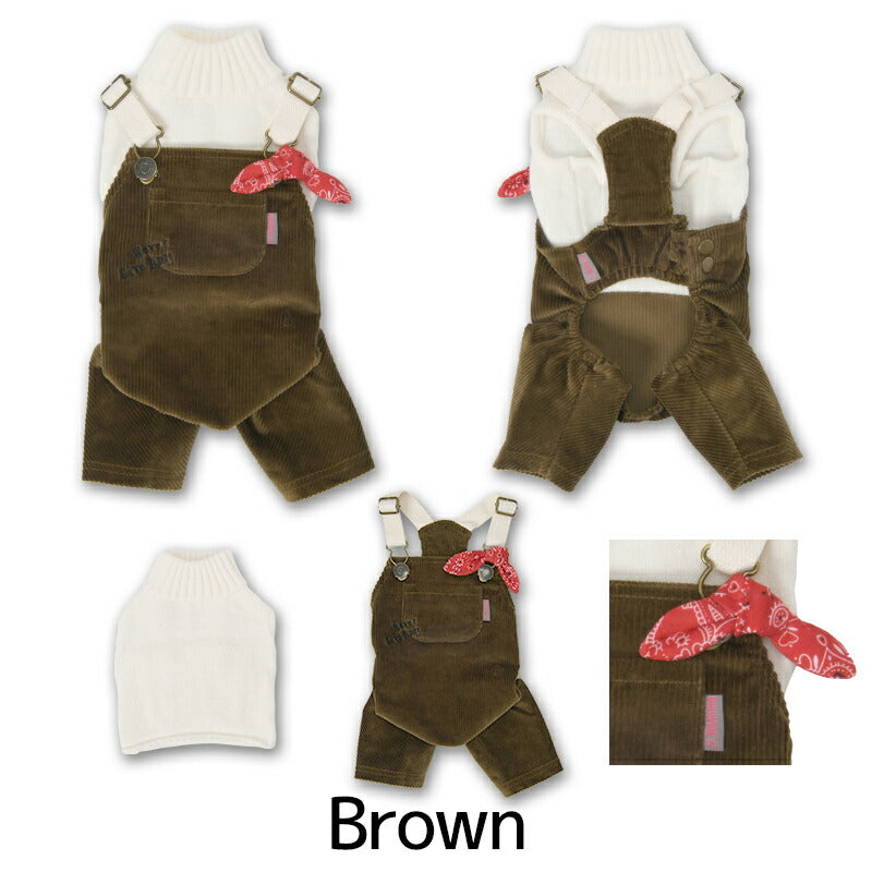 重ね着コーデュロイロンパース S/M/L/XL/XXL BROWNIE'S-ブラウニーズ- 犬服 ドッグウェア 小型犬 BR23AW br231747-1