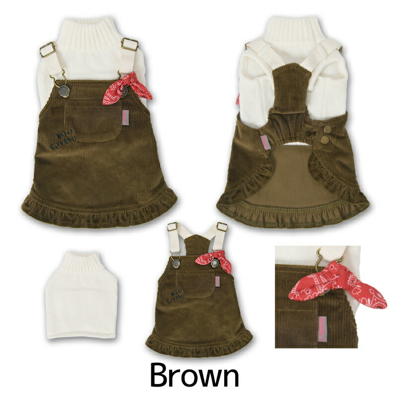 重ね着コーデュロイワンピ S/M/L/XL/XXL BROWNIE'S-ブラウニーズ- 犬服 ドッグウェア 小型犬 BR23AW br231748-1