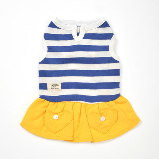 ハートポケットボーダーワンピ 犬服 ドッグウェア XS/S/M/L/XL/XXL ワンボヤージュ TINOTITO ティノティート トイプードル チワワ ダックス tt114051-1