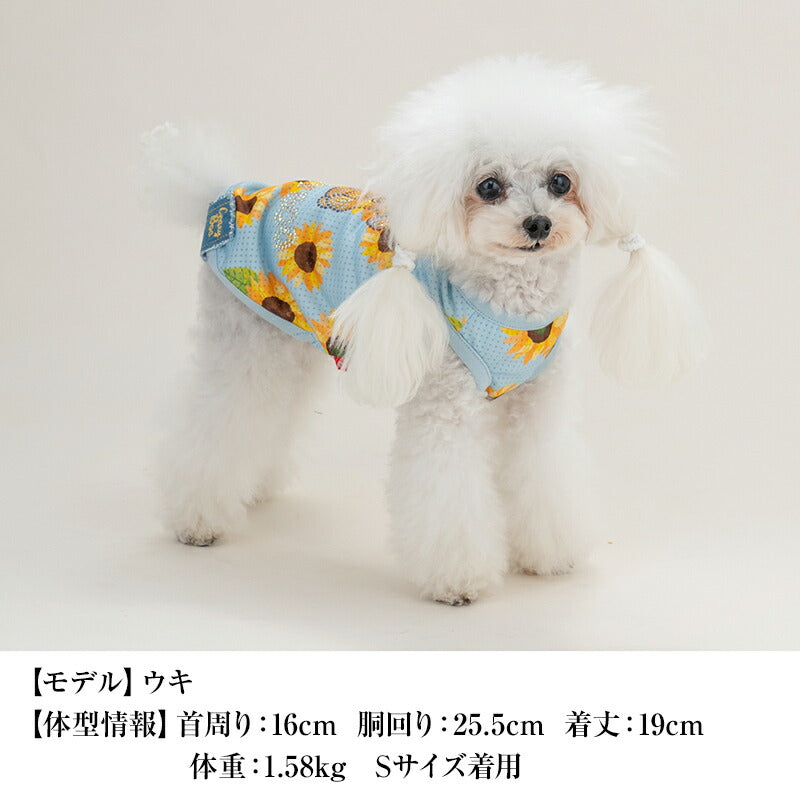 ひまわり柄メッシュタンク XS/S/M/L/XL/XXL/DXS/DS/DM CRAZYBOO -クレイジーブー- 犬服 ドッグウェア CB24SS cb241056-1