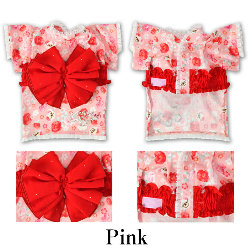 牡丹柄浴衣 XS/S/M/L/XL/XXL CRAZYBOO -クレイジーブー- 犬服 ドッグウェア CB24SS cb241072-1