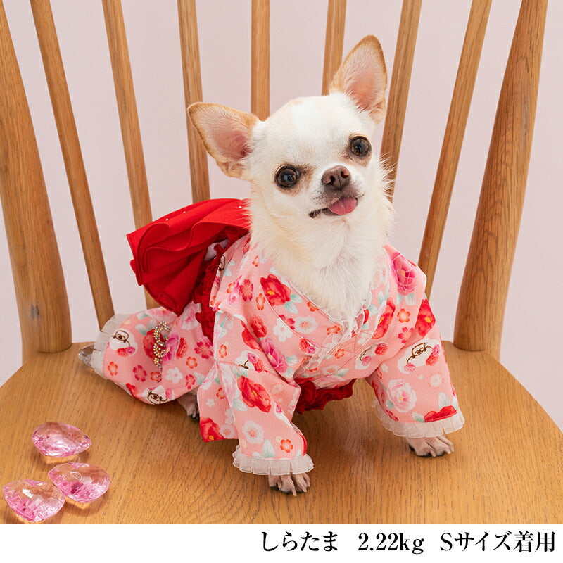 牡丹柄浴衣 XS/S/M/L/XL/XXL CRAZYBOO -クレイジーブー- 犬服 ドッグウェア CB24SS cb241072-1
