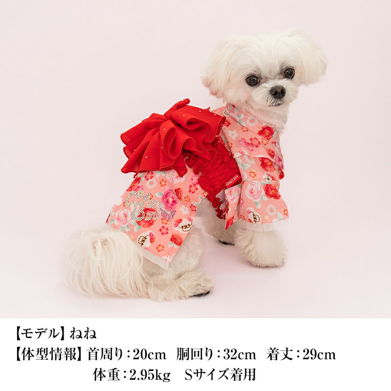 牡丹柄浴衣 XS/S/M/L/XL/XXL CRAZYBOO -クレイジーブー- 犬服 ドッグウェア CB24SS cb241072-1