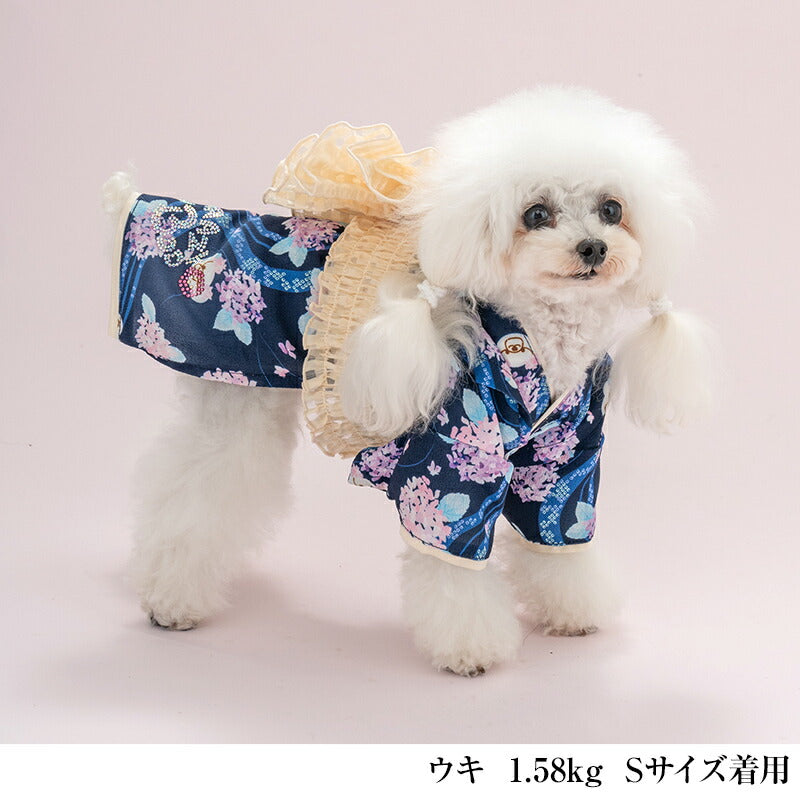 あじさい柄浴衣 XS/S/M/L/XL/XXL CRAZYBOO -クレイジーブー- 犬服 ドッグウェア CB24SS cb241073-1
