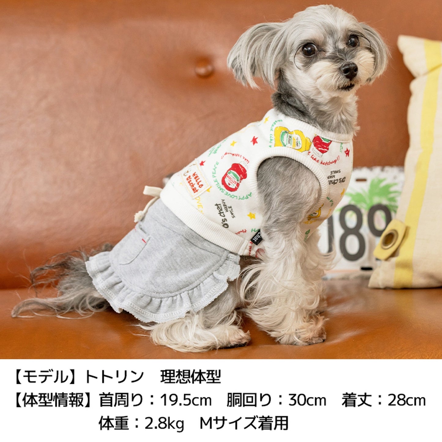ケチャッププリントワンピ XS/S/M/L D's Chat-ディーズチャット- 犬服 ドッグウェア トイプードル チワワ ポメラニアン DS21AW ds154109-1