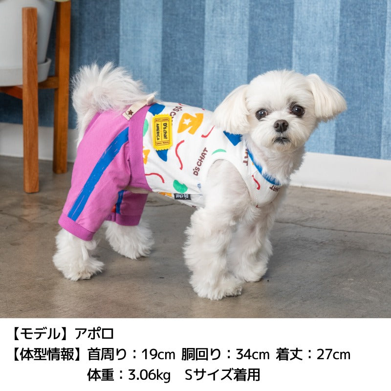 マルチプリントつなぎ XS/S/M/L/XL/XXL/DXS/DS/DM D's Chat-ディーズチャット- 犬服 小型犬 ドッグウェア DS24SS ds241214-1