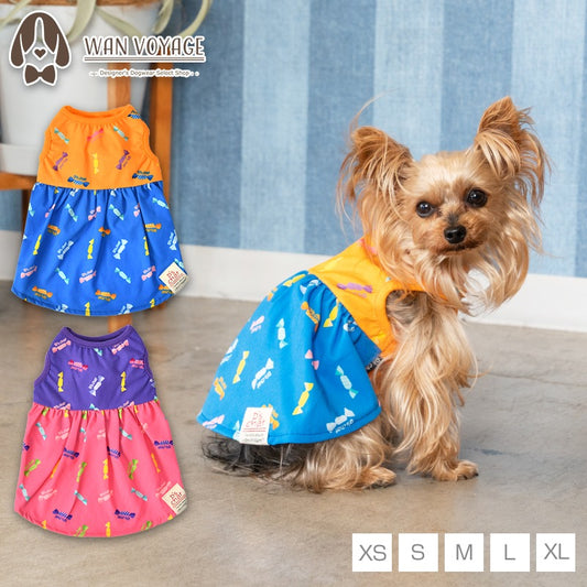 キャンディ柄ワンピ XS/S/M/L/XL D's Chat-ディーズチャット- 犬服 小型犬 ドッグウェア DS24SS ds241215-1
