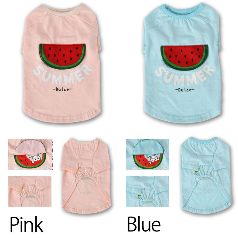 スイカめくりTシャツ S/M/L/XL Dulce-ドゥルチェ- 犬服 ドッグウェア トイプードル チワワ ポメラニアン DU23SS du231089-1