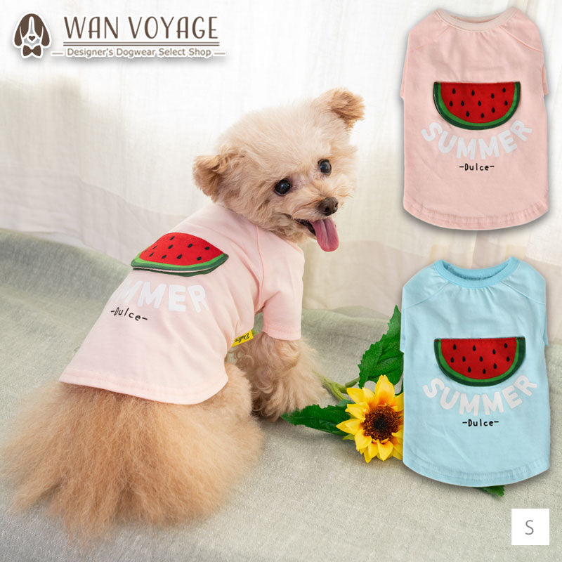 スイカめくりTシャツ S/M/L/XL Dulce-ドゥルチェ- 犬服 ドッグウェア トイプードル チワワ ポメラニアン DU23SS du231089-1