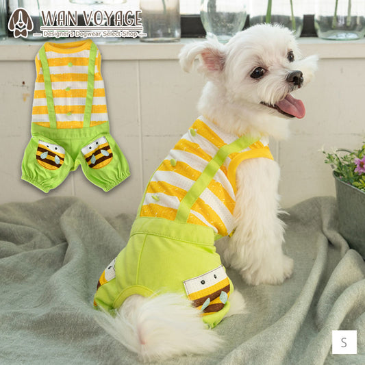 ハチさんボーダーつなぎ S/M/L/XL Dulce-ドゥルチェ- 犬服 ドッグウェア トイプードル チワワ ポメラニアン DU23SS du231090-1