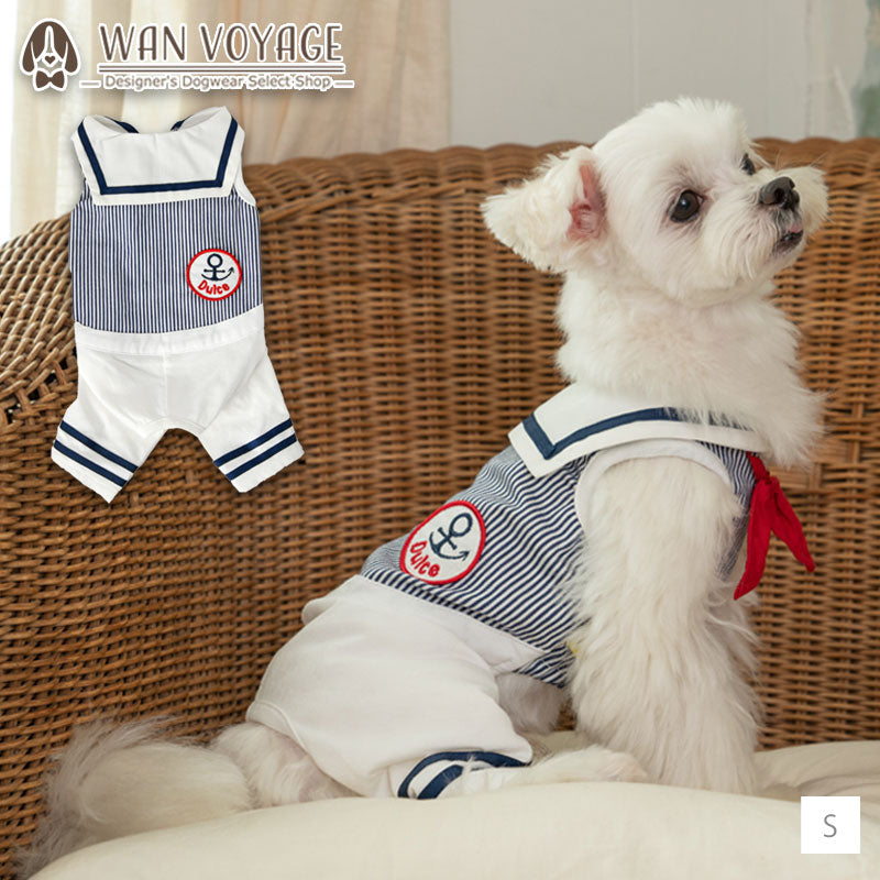 水兵セーラーつなぎ S/M/L/XL Dulce-ドゥルチェ- 犬服 ドッグウェア トイプードル チワワ ポメラニアン DU23SS du231098-1