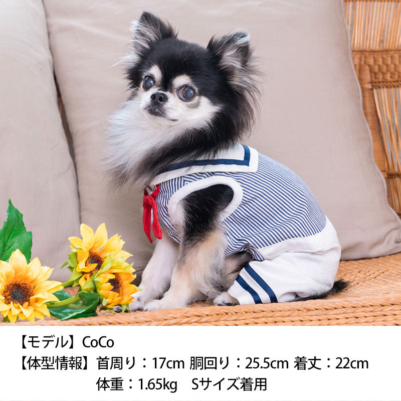 水兵セーラーつなぎ S/M/L/XL Dulce-ドゥルチェ- 犬服 ドッグウェア トイプードル チワワ ポメラニアン DU23SS du231098-1