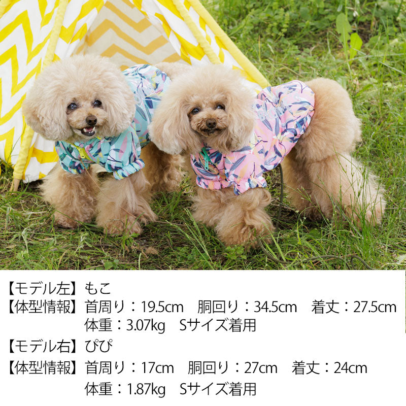 リーフ柄レインアウター S/M/L/XL/XXL/DXS/DS/DM/4L/5L/6L/OS/OM/OL BROWNIE'S-ブラウニーズ- 小型犬 大型犬 犬服 ドッグウェア BR22AW br162721-1