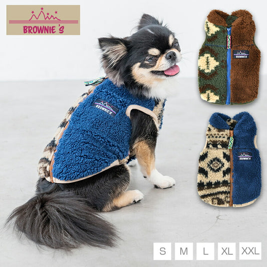 アシメ背開きボアベスト S/M/L/XL/XXL BROWNIE'S-ブラウニーズ- 犬服 ドッグウェア 小型犬 BR25AW br251802