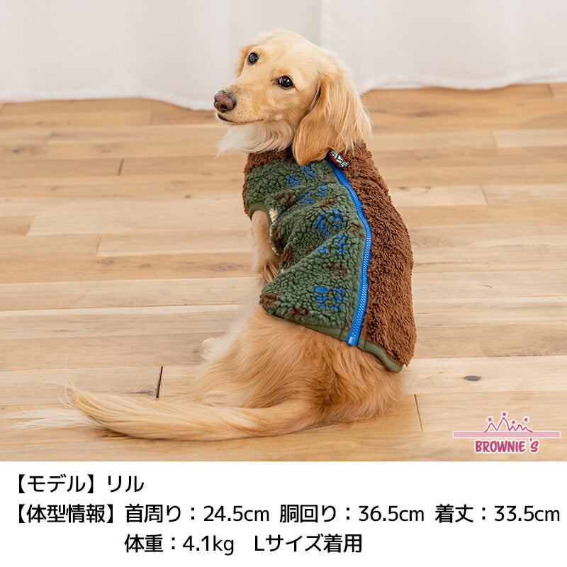 アシメ背開きボアベスト S/M/L/XL/XXL BROWNIE'S-ブラウニーズ- 犬服 ドッグウェア 小型犬 BR25AW br251802