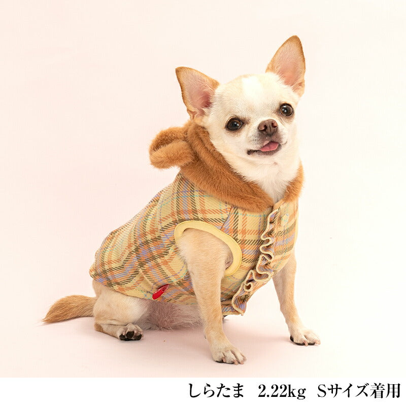 くま耳チェックアウター XS/S/M/L/XL/XXL/DXS/DS/DM CRAZYBOO -クレイジーブー- 犬服 ドッグウェア CB24AW アルわん優待 cb241084