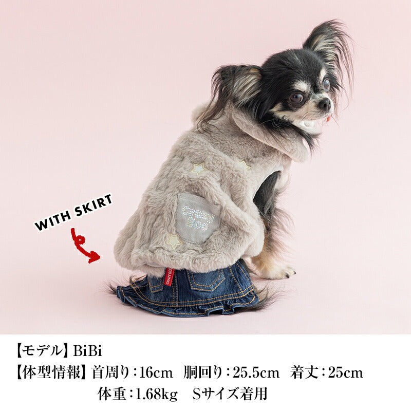 背開き星柄ボアアウター XS/S/M/L/XL/XXL/DXS/DS/DM CRAZYBOO -クレイジーブー- 犬服 ドッグウェア CB25AW cb251130