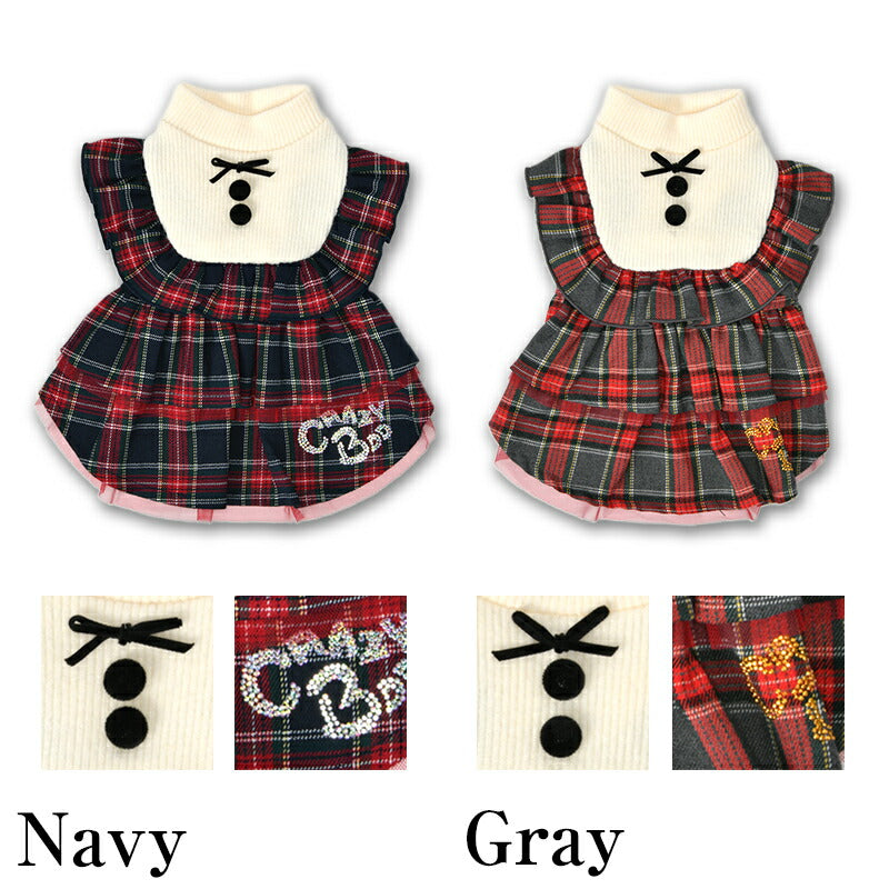 タータンチェックニットワンピ XS/S/M/L/XL CRAZYBOO -クレイジーブー- 犬服 ドッグウェア CB25AW cb251131