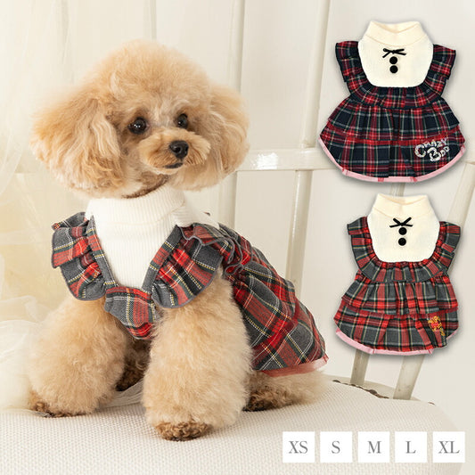 タータンチェックニットワンピ XS/S/M/L/XL CRAZYBOO -クレイジーブー- 犬服 ドッグウェア CB25AW cb251131