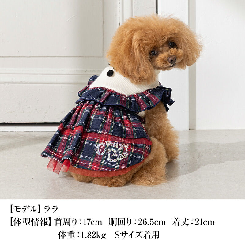 タータンチェックニットワンピ XS/S/M/L/XL CRAZYBOO -クレイジーブー- 犬服 ドッグウェア CB25AW cb251131