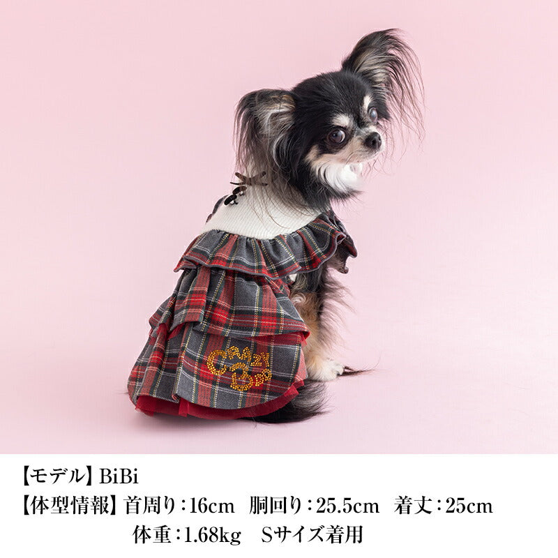 タータンチェックニットワンピ XS/S/M/L/XL CRAZYBOO -クレイジーブー- 犬服 ドッグウェア CB25AW cb251131