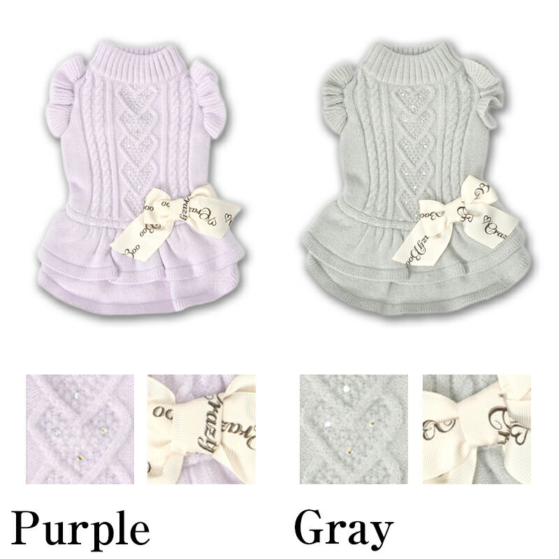 袖フリルニットワンピ XS/S/M/L/XL CRAZYBOO -クレイジーブー- 犬服 ドッグウェア CB25AW cb251136