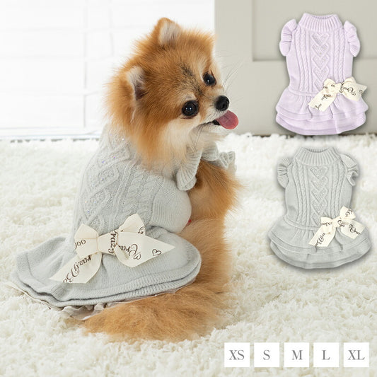 袖フリルニットワンピ XS/S/M/L/XL CRAZYBOO -クレイジーブー- 犬服 ドッグウェア CB25AW cb251136