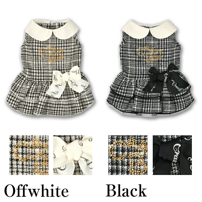 腰リボンチェックワンピ XS/S/M/L/XL CRAZYBOO -クレイジーブー- 犬服 ドッグウェア CB25AW cb251158