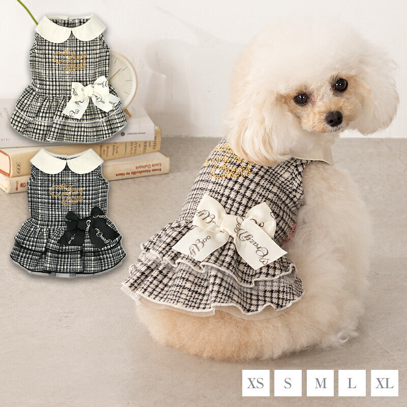 腰リボンチェックワンピ XS/S/M/L/XL CRAZYBOO -クレイジーブー- 犬服 ドッグウェア CB25AW cb251158