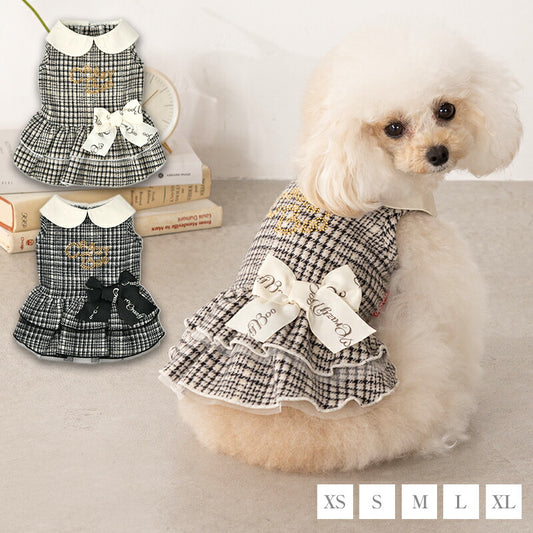 腰リボンチェックワンピ XS/S/M/L/XL CRAZYBOO -クレイジーブー- 犬服 ドッグウェア CB25AW cb251158