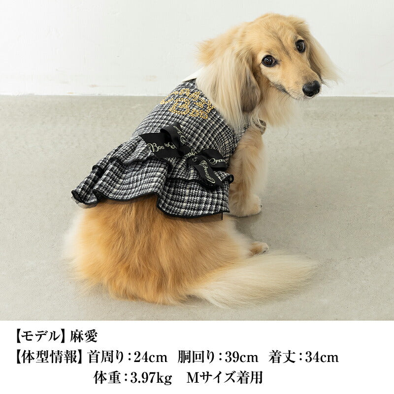 腰リボンチェックワンピ XS/S/M/L/XL CRAZYBOO -クレイジーブー- 犬服 ドッグウェア CB25AW cb251158
