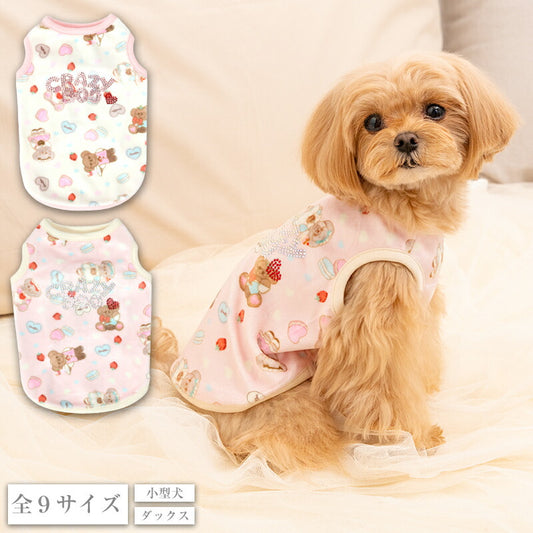【CRAZYBOO公式】ベロアクマプリントタンク XS/S/M/L/XL/XXL/DXS/DS/DM クレイジーブー 犬服 ドッグウェア 小型犬 トイプードル チワワ ダックス CB26AW cb261207