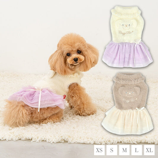 【CRAZYBOO公式】クマ刺繍シャギーワンピ XS/S/M/L/XL クレイジーブー 犬服 ドッグウェア 小型犬 トイプードル チワワ ダックス CB26AW cb261220