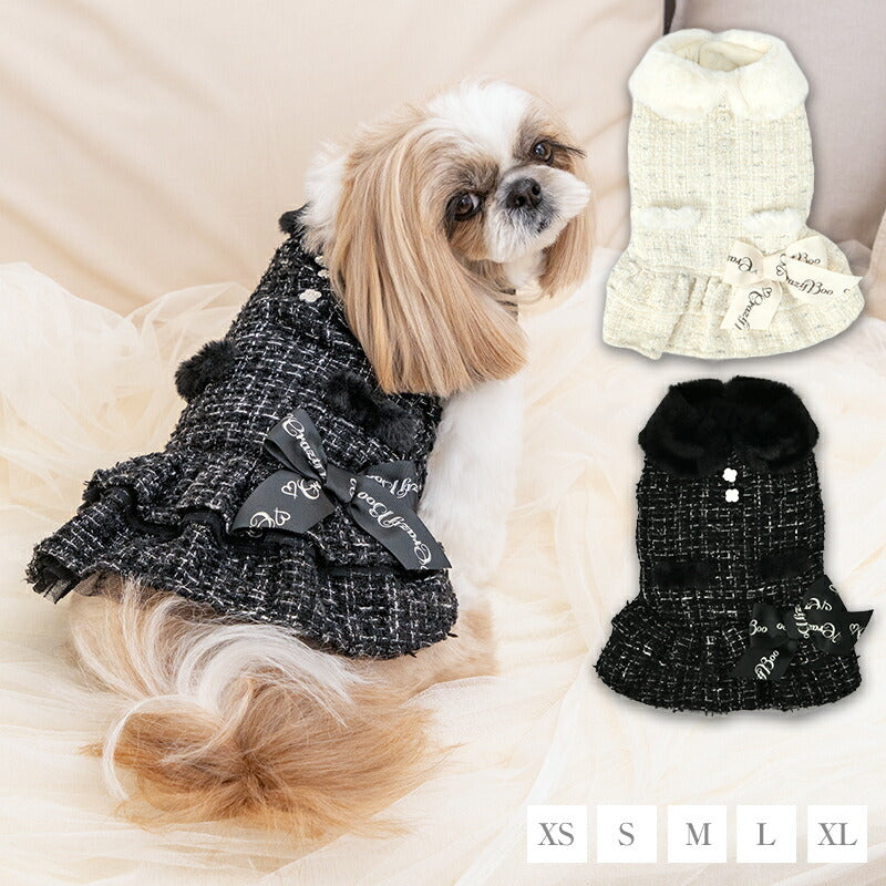 【CRAZYBOO公式】ツイードフリルワンピ XS/S/M/L/XL クレイジーブー 犬服 ドッグウェア 小型犬 トイプードル チワワ ダックス CB26AW cb261224