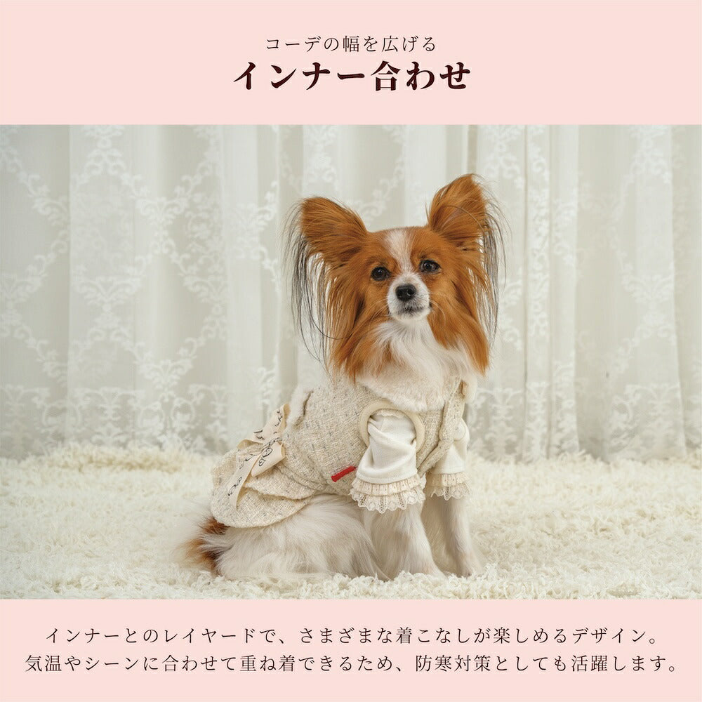 【CRAZYBOO公式】ツイードフリルワンピ XS/S/M/L/XL クレイジーブー 犬服 ドッグウェア 小型犬 トイプードル チワワ ダックス CB26AW cb261224