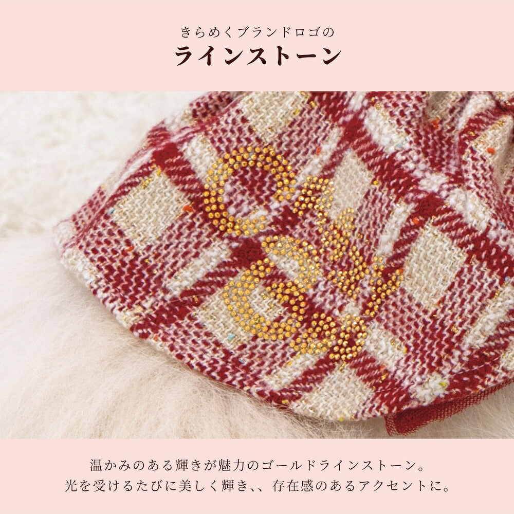 【CRAZYBOO公式】チェックツイードワンピ XS/S/M/L/XL クレイジーブー 犬服 ドッグウェア 小型犬 トイプードル チワワ ダックス CB26AW cb261225